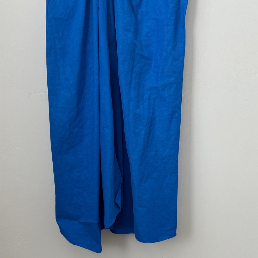 A.L.C. Edie faux wrap linen blend midi dress in cobalt blue Size: 4 - Picture 5 of 8